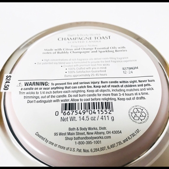 Champagne Toast Large 3 Wick Candle - Picture 3 of 3